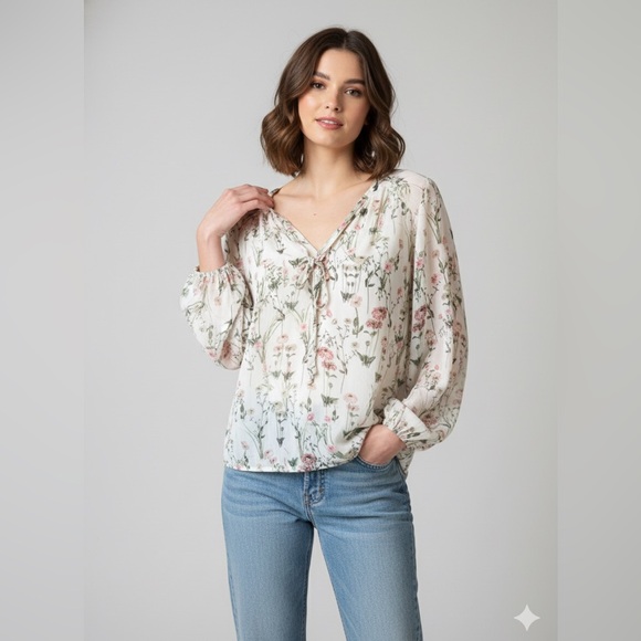 Rose & Olive Tops - Rose + Olive Cream Floral Blouse